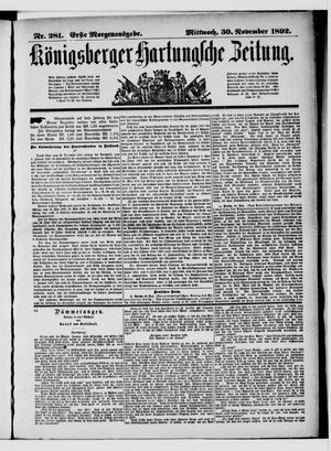 Königsberger Hartungsche Zeitung on Nov 30, 1892