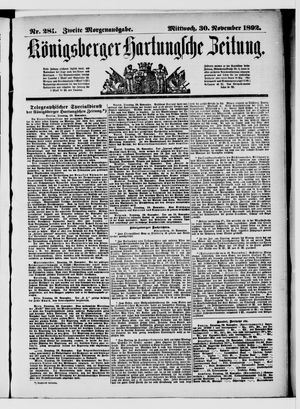 Königsberger Hartungsche Zeitung on Nov 30, 1892