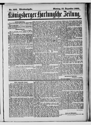 Königsberger Hartungsche Zeitung vom 12.12.1892