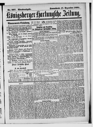 Königsberger Hartungsche Zeitung on Dec 17, 1892