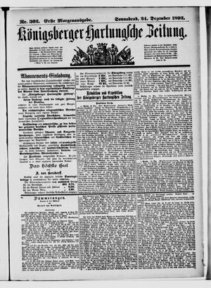 Königsberger Hartungsche Zeitung vom 24.12.1892