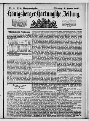 Königsberger Hartungsche Zeitung vom 03.01.1893