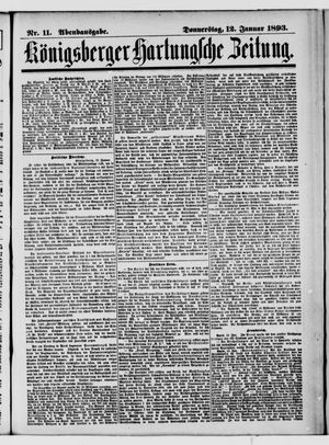 Königsberger Hartungsche Zeitung vom 12.01.1893