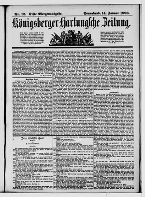 Königsberger Hartungsche Zeitung on Jan 14, 1893