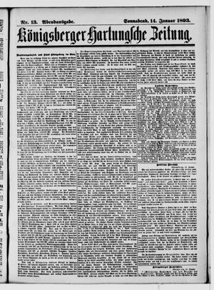 Königsberger Hartungsche Zeitung on Jan 14, 1893