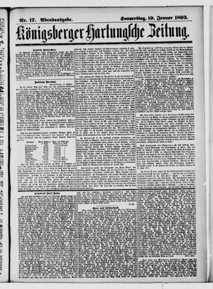 Königsberger Hartungsche Zeitung on Jan 19, 1893
