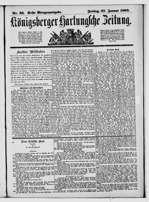Königsberger Hartungsche Zeitung vom 27.01.1893