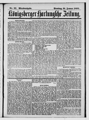 Königsberger Hartungsche Zeitung on Jan 31, 1893