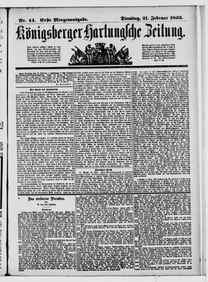 Königsberger Hartungsche Zeitung vom 21.02.1893
