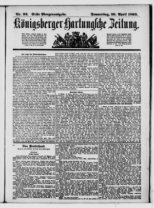 Königsberger Hartungsche Zeitung vom 20.04.1893