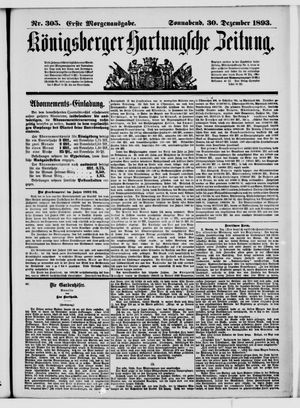Königsberger Hartungsche Zeitung on Dec 30, 1893