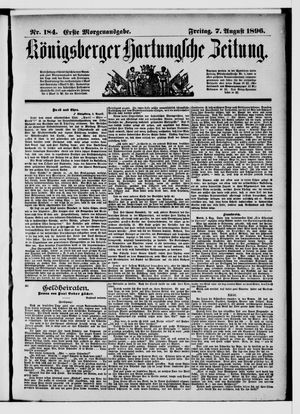 Königsberger Hartungsche Zeitung vom 07.08.1896
