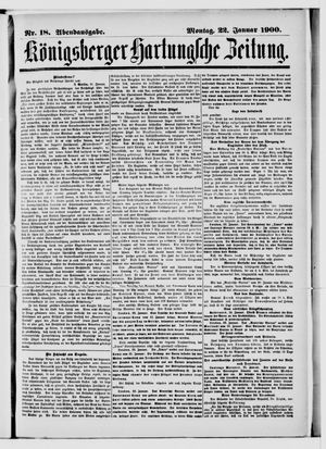 Königsberger Hartungsche Zeitung vom 22.01.1900