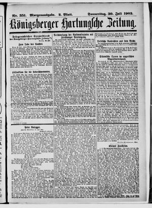 Königsberger Hartungsche Zeitung on Jul 30, 1903