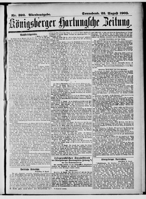 Königsberger Hartungsche Zeitung on Aug 22, 1903