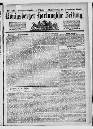 Königsberger Hartungsche Zeitung on Sep 10, 1903