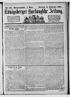 Königsberger Hartungsche Zeitung vom 15.09.1903