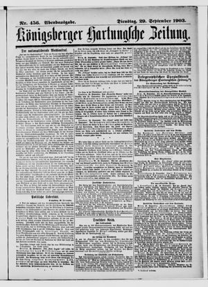 Königsberger Hartungsche Zeitung vom 29.09.1903