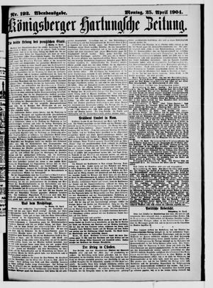 Königsberger Hartungsche Zeitung vom 25.04.1904