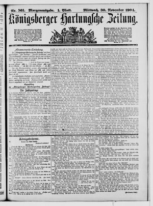 Königsberger Hartungsche Zeitung vom 30.11.1904