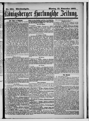 Königsberger Hartungsche Zeitung vom 13.11.1905