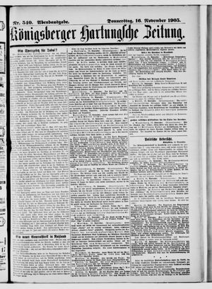 Königsberger Hartungsche Zeitung on Nov 16, 1905