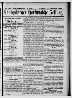Königsberger Hartungsche Zeitung on Nov 22, 1905