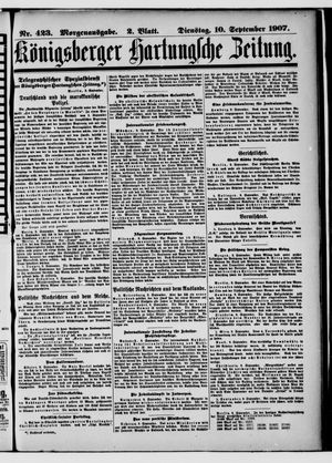 Königsberger Hartungsche Zeitung vom 10.09.1907