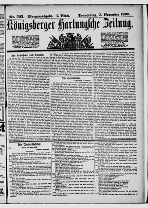 Königsberger Hartungsche Zeitung vom 07.11.1907
