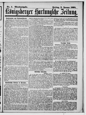 Königsberger Hartungsche Zeitung vom 03.01.1908