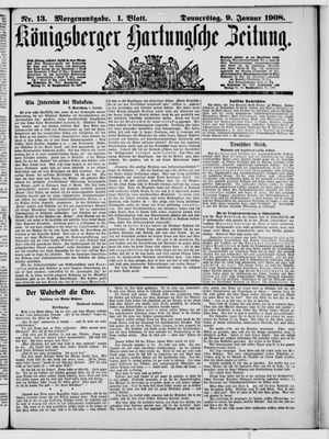 Königsberger Hartungsche Zeitung vom 09.01.1908