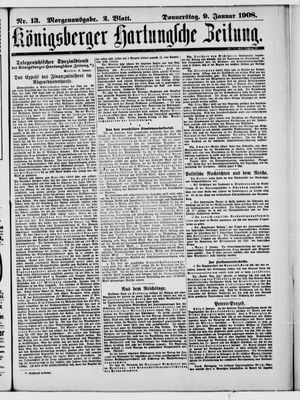 Königsberger Hartungsche Zeitung vom 09.01.1908
