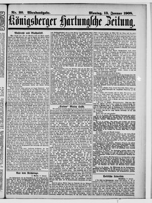 Königsberger Hartungsche Zeitung vom 13.01.1908