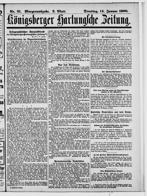 Königsberger Hartungsche Zeitung vom 14.01.1908