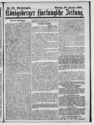 Königsberger Hartungsche Zeitung vom 20.01.1908
