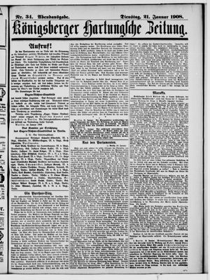 Königsberger Hartungsche Zeitung on Jan 21, 1908