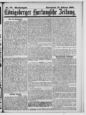 Königsberger Hartungsche Zeitung vom 15.02.1908