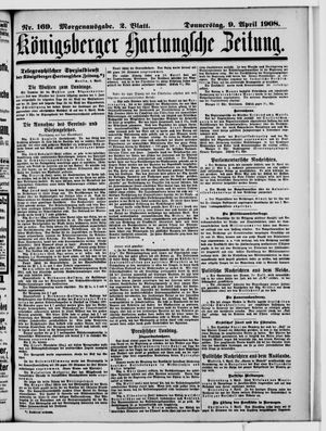 Königsberger Hartungsche Zeitung vom 09.04.1908
