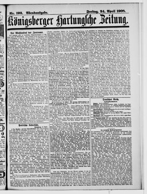 Königsberger Hartungsche Zeitung vom 24.04.1908