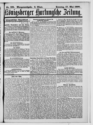 Königsberger Hartungsche Zeitung vom 17.05.1908