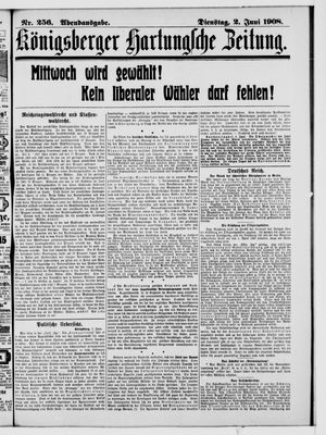 Königsberger Hartungsche Zeitung vom 02.06.1908