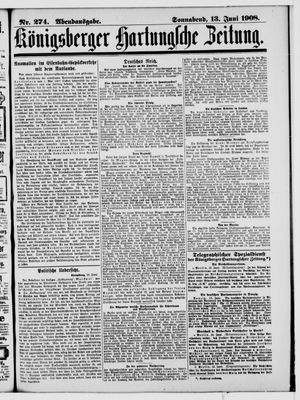Königsberger Hartungsche Zeitung vom 13.06.1908
