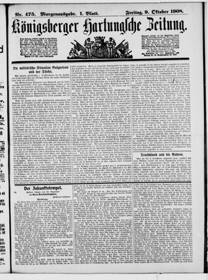 Königsberger Hartungsche Zeitung vom 09.10.1908