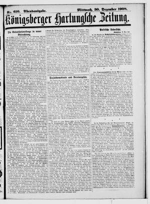 Königsberger Hartungsche Zeitung vom 30.12.1908