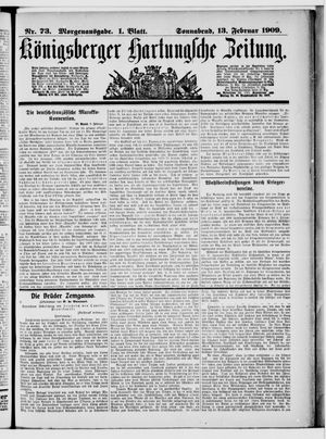 Königsberger Hartungsche Zeitung on Feb 13, 1909