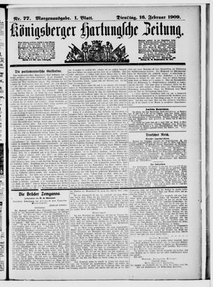 Königsberger Hartungsche Zeitung vom 16.02.1909