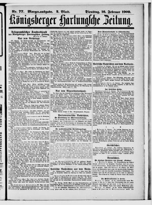 Königsberger Hartungsche Zeitung vom 16.02.1909