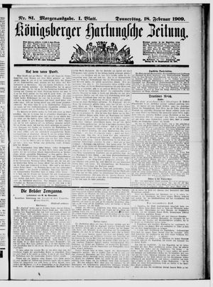 Königsberger Hartungsche Zeitung vom 18.02.1909