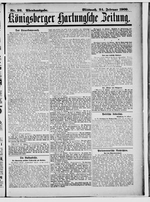 Königsberger Hartungsche Zeitung vom 24.02.1909