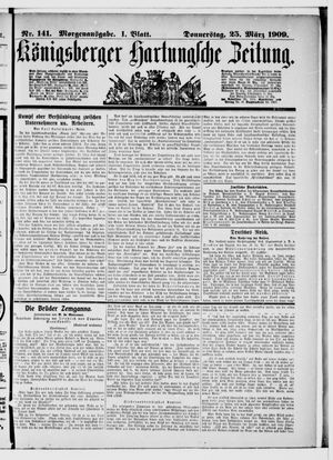 Königsberger Hartungsche Zeitung vom 25.03.1909